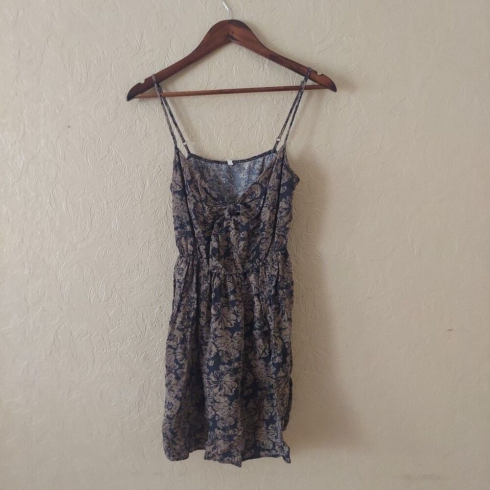 Willow & Clay Brown Grey Floral Mini Sun Dress Sz Small